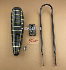 LOWIRDER SPARKLE BLACK GOLD STRIPE BANANA SEAT W/SISSY BAR & GRIPS FOR 20" BIKE