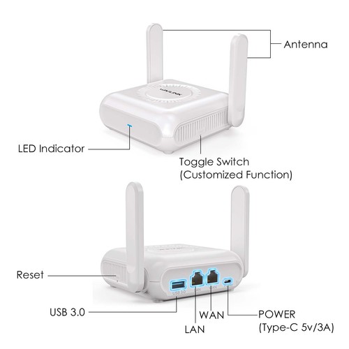 WAVLINK AX3000 Wi-Fi 6 Portable Travel VPN Router Pocket-Sized OpenVPN WireGuard - Bild 10 von 11