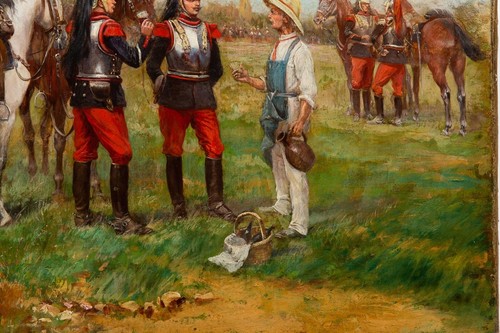Antigua pintura francesa de guerra franco-prusiana de coraceros por Paul Perboyre - Imagen 6 de 23