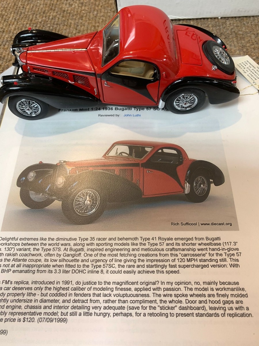 Franklin Mint 1:24 1936 Bugatti Atalante Type 57 SC W/ Orig