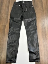 NEW Express Womens 0R Black Ankle Legging High Rise Leather Jeans Stretch NWT 70