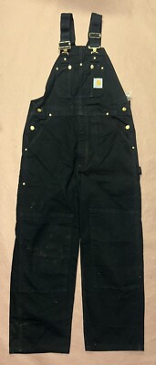 パンツ 90s~ Carhartt overalls double knee black Vintage 1990's Carhartt Double Knee Overalls, Deadstock NWT, Size