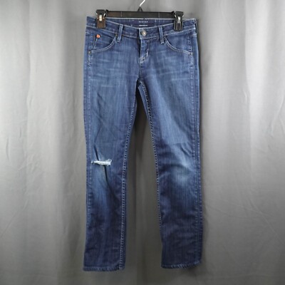 Hudson Womens Jeans 26 Blue Signature Flap Pocket Low Rise Distressed Basic