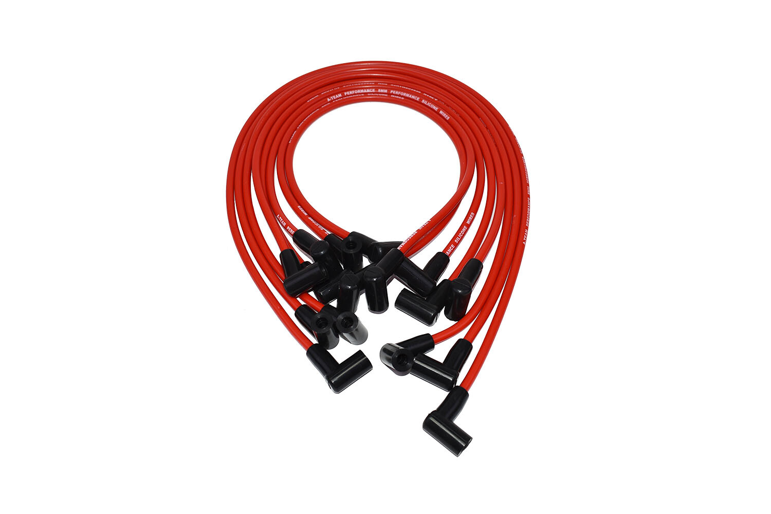 ATEAM SMALL BLOCK CHEVY SBC 350 RED 8MM HEI SPARK PLUG WIRES OVER