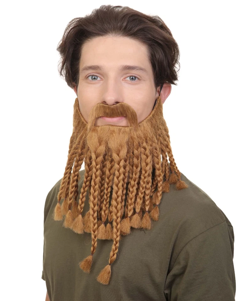 HPO Adult Men's Blonde Braided Vikings Beard and Mustache - Image 2 of 4