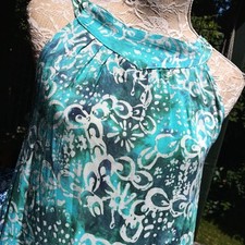 Wax Batik Print Fabric Turquoise Viscose Sun dress Made in Indonesia Small
