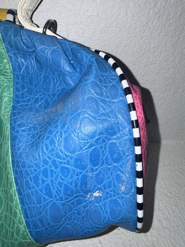 Vintage 80er Desiree Colorblock Handtasche kräftig Retro Kunstleder Geldbeutel LESEN - Bild 10 von 15