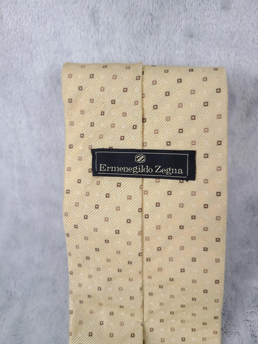 Ermenegildo Zegna Tie Mens One Size Yellow Square Geometric Dress Business View 3