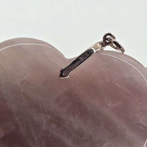 Rosenquarz Herz Anhänger W 925 Sterling Silber Kaution 1-3/4" 2" W Kaution Heilung - Bild 7 von 10
