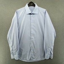 Men  s Light Blue Dress Shirt L Fitted Long Sleeve Smart Formal