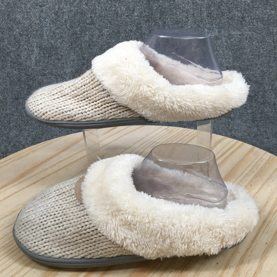 Zapatillas Dluxe by Dearfoams para mujer 11-12 Carol tejido rasguños zuecos beige punta cerrada Foto 2 de 4