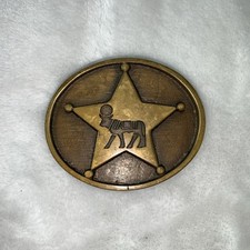 Vintage Brass Belt Buckle Egyptian Bull God Apis Lone Star 1970s