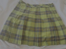 Sunday Best Girls Plaid Pleated Skirt Green Size 4 Knee Length Cotton Zip