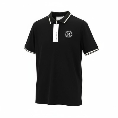 JOHN RICHMOND Men's T-Shirt M Black Polo Short Sleeve Patch Logo All Seasons *
