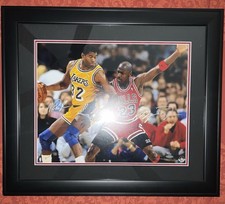 Michael Jordan vs Magic Johnson 1991 NBA Finals Dual Signed 16x20 Photo UDA