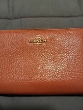 COACH ZIPPERED WALLET petunia grapefruit PINK pebbled
