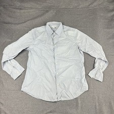 Calvin Klein Shirt Mens M Grey Pattern Long Sleeve Button Office Formal Collar