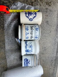 antique blue and white jars