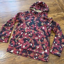 Under Armour Boys Fleece Big Logo Printed Camo mock Neck Hoodie In Red Medium