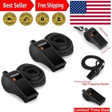 Compact 120dB Black Whistle with Lanyard - Perfect for Coaches and Emergency Use