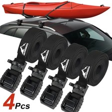 4X 4.5M TIE DOWN STRAP Roof Rack Cargo Carrier Kayak Canoe Surfboard Ratchet Car