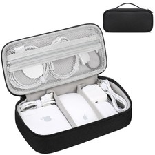 Black Double Layer Electronic Organizer Travel Cable Bag Tech Pouch