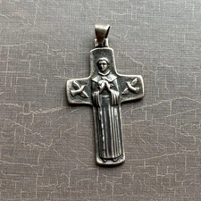 James Avery JA Sterling Silver Saint Francis Cross Pendant 1.5” Long  10 grams