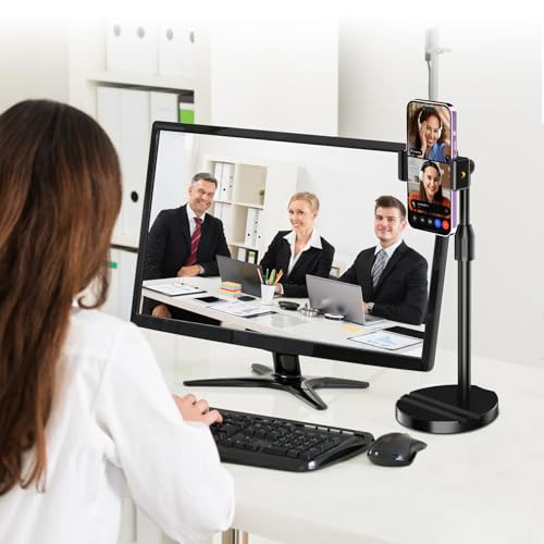 Soporte de trípode telescópico para cámara web para escritorio con soporte para teléfono, cámara web de escritorio - Imagen 5 de 7