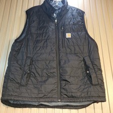 Carhartt Mens Rain Defender Gilliam Vest Black Quilted Puffer OV2286-M Large