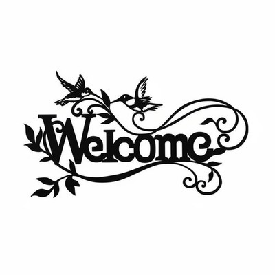 Welcome Schild mit Vögeln Laserschnitt Scherenschnitt Wandkunst Leicht