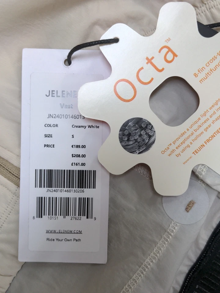 New Jelenew Windproof Thermal Gilet Cycling Vest Creamy White Sz S - Image 2 of 4