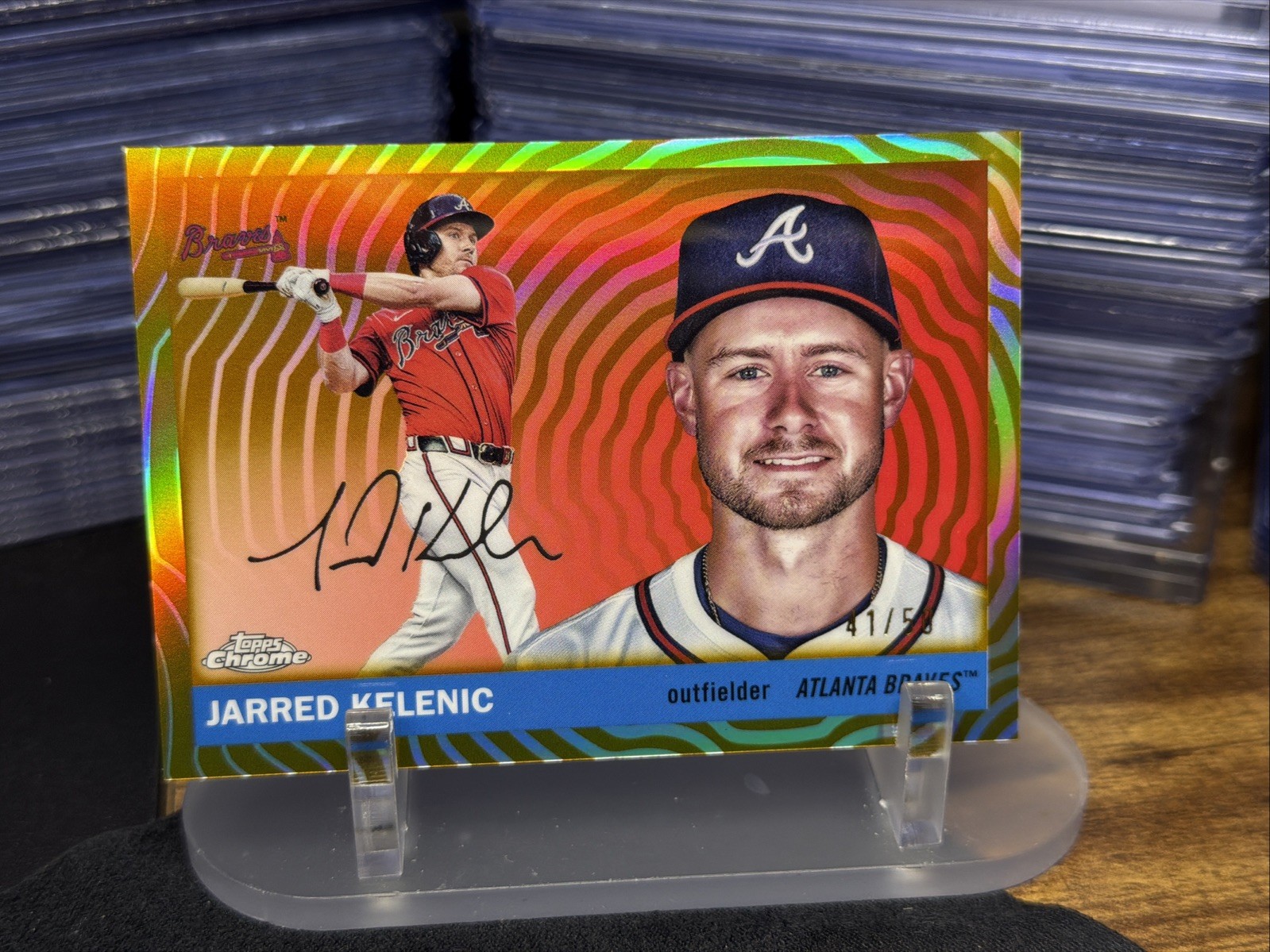 2025 Topps Chrome Platinum Jarred Kelenic Gold Vibrations Refractor 41/50 Braves