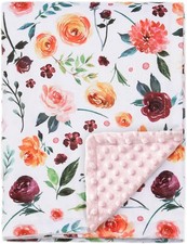 Baby Blanket Girls Super Soft Double Layer Minky W/ Dotted Backing Receiving