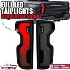 Fits 2019-2026 Chevy Silverado 1500 Smoke Tail Lights Led Sequential Brake Lamps
