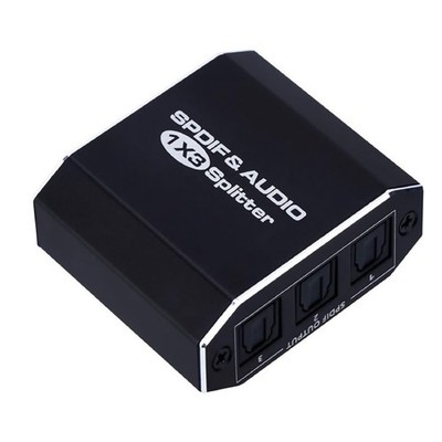 1 in 3 Out Aluminum Alloy Spdif Toslink Optical Digital Audio Splitter 1x3