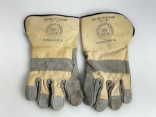 Vtg Con Edison Work Gloves Illinois Glove Co Made in USA Leather Cotton M Medium