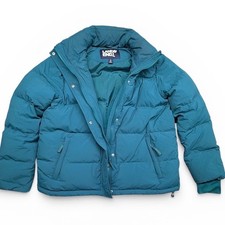 Lands End Kids Teal Blue Down Puffer Jacket Size M 10-12 Quilted Winter Coat