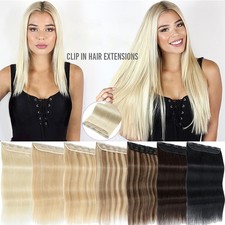 CLEARANCE One Piece Clip In Extensions Real Remy Human Hair Piece 3/4 Full Head