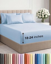 Extra Deep Cal King Sheet Set - 6 Piece California King, 18 - Sky Blue