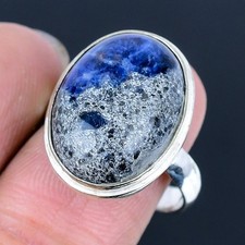 Sodalite Handmade 925 Sterling Silver Jewelry Ring US Size 9