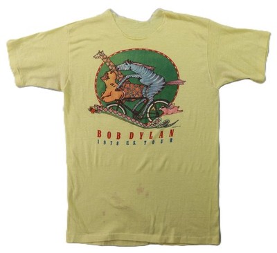 VTG 70s 1978 BOB DYLAN US 2XS XS World Tour Yellow Animals Single Stitch T Shirt