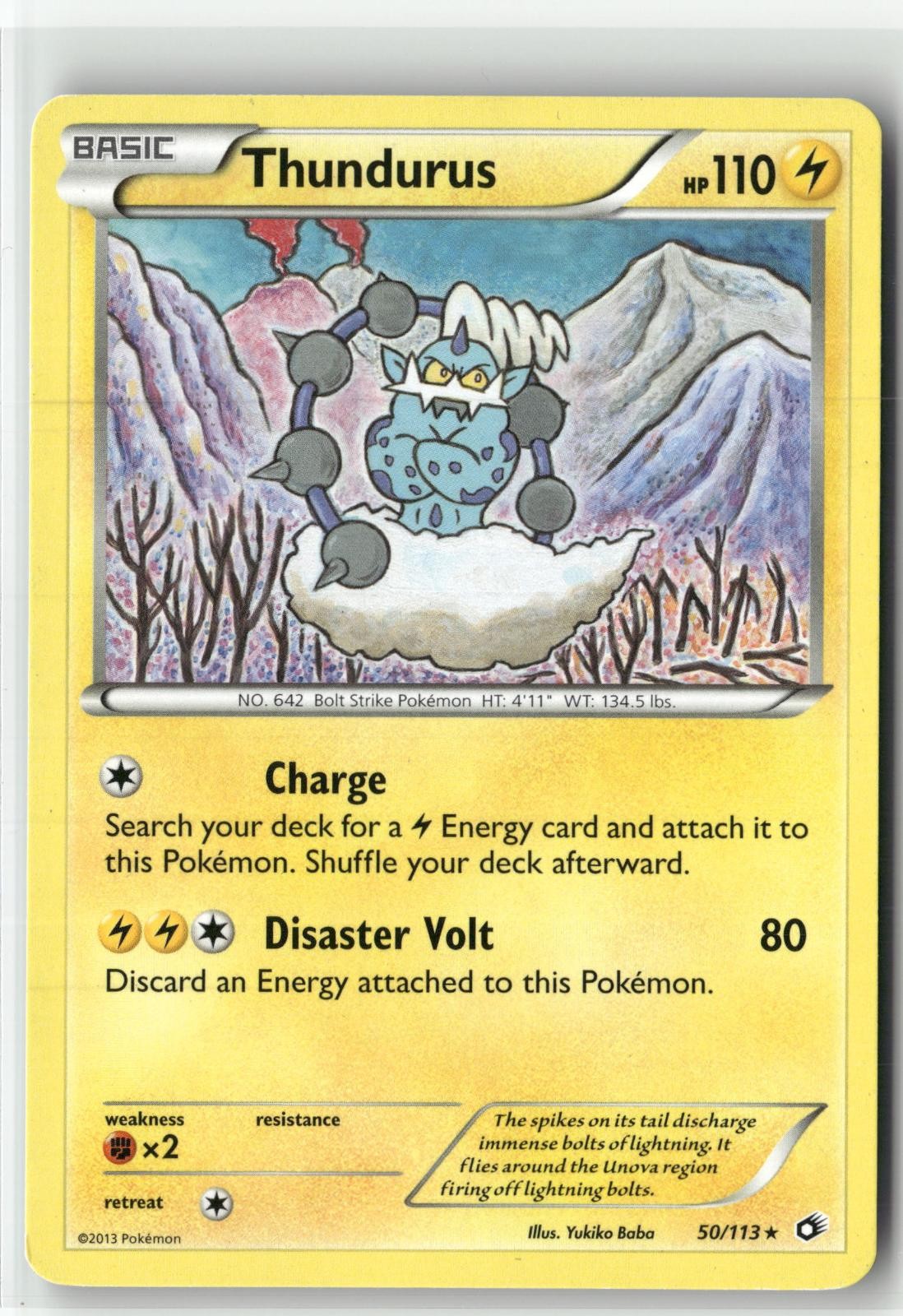 Thundurus 50/113 Holo Rare Legendary Treasures Pokemon MP