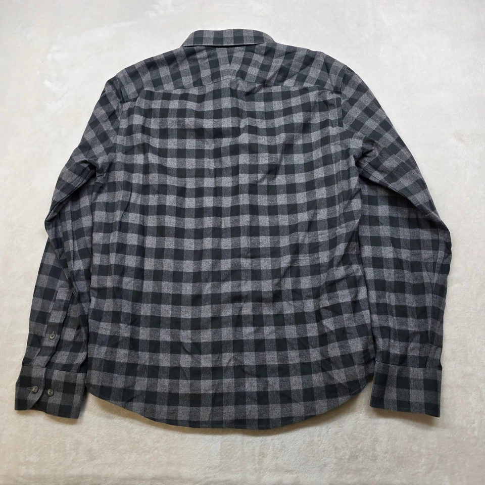 UNTUCKit Flannel Shirt Mens Large Gray Black Buffalo Plaid Long Sleeve - Image 3 of 4