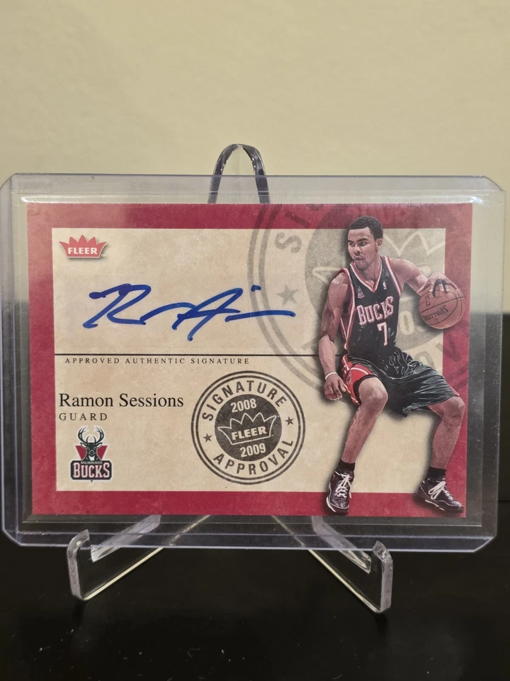2008-09 Fleer Signature Aprobación Ramon Sessions #SA-RS Auto Bucks Lakers Foto 2 de 4