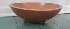 Vintage Round Primitive Hand Turned Wooden Footed Serving Salad Dough Bowl