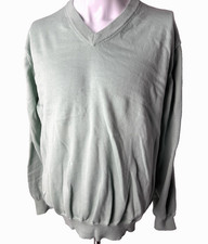 Men  s Green V-Neck Knit Sweater Pullover Long Sleeve Size L