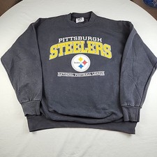 VTG Pittsburgh Steelers Crewneck Sweatshirt Black LEE Sport Size XL Big Print