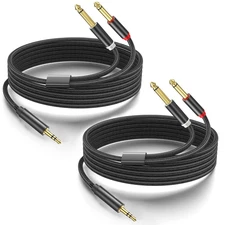 2Pack 10Ft 3.5Mm 1/8" TRS to Dual 6.35Mm 1/4" TS Mono Stereo Y-Cable Splitter Co