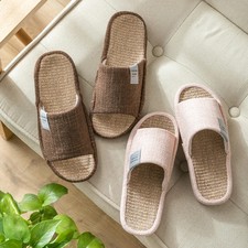Summer Women Slippers Linen Lightweight Flat Sandals Breathable Comf