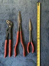 Snap On Blue Point 3pc Pliers.hard To See Logos..see Descrip One Has Bend